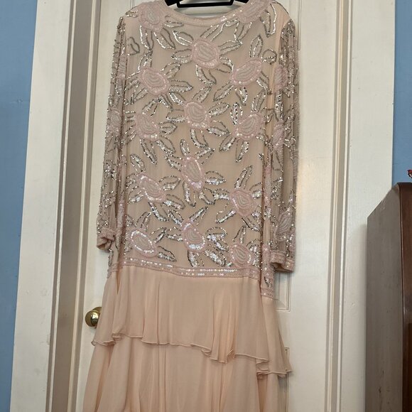 Vintage Bonwit Teller pink, sparkling designer evening gown XL - Picture 2 of 9